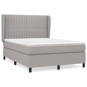 Boxspring met matras stof lichtgrijs 140x200 cm
