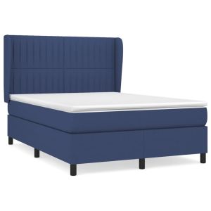Boxspring met matras stof blauw 140x200 cm