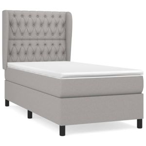 Boxspring met matras stof lichtgrijs 90x190 cm