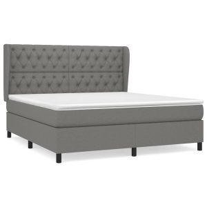 Boxspring met matras stof donkergrijs 160x200 cm