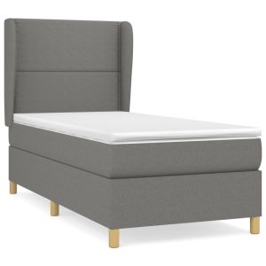 Boxspring met matras stof donkergrijs 100x200 cm