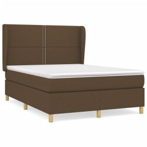 Boxspring met matras stof donkerbruin 140x200 cm