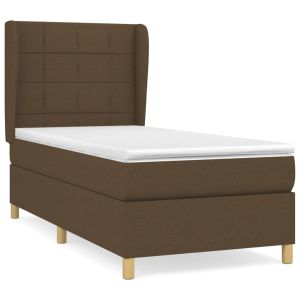 Boxspring met matras stof donkerbruin 100x200 cm
