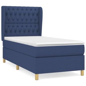 Boxspring met matras stof blauw 100x200 cm