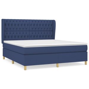 Boxspring met matras stof blauw 180x200 cm