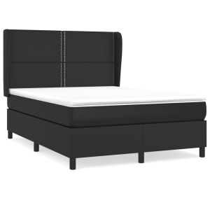 Boxspring met matras kunstleer zwart 140x190 cm