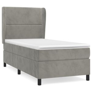 Boxspring met matras fluweel lichtgrijs 100x200 cm