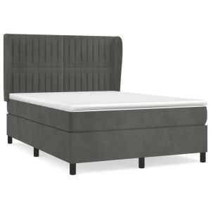 Boxspring met matras fluweel donkergrijs 140x200 cm