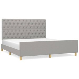 Bedframe met hoofdeinde stof lichtgrijs 160x200 cm