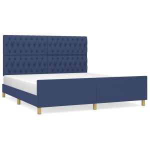 Bedframe met hoofdeinde stof blauw 180x200 cm