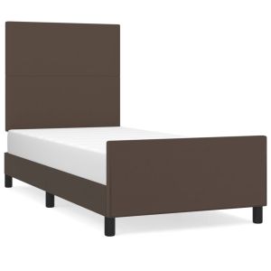 Bedframe met hoofdbord kunstleer bruin 80x200 cm