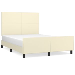Bedframe met hoofdbord kunstleer crèmekleurig 140x190 cm