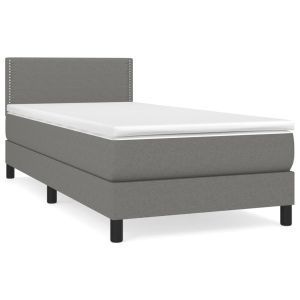 Boxspring met matras stof donkergrijs 100x200 cm