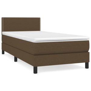 Boxspring met matras stof donkerbruin 100x200 cm
