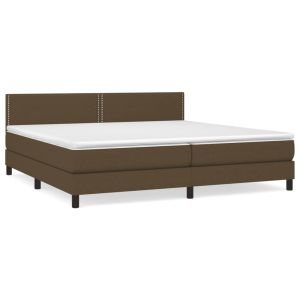 Boxspring met matras stof donkerbruin 200x200 cm