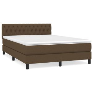 Boxspring met matras stof donkerbruin 140x200 cm