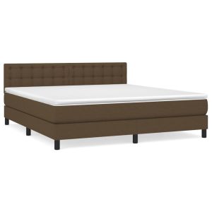 Boxspring met matras stof donkerbruin 180x200 cm