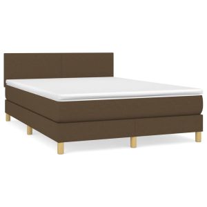 Boxspring met matras stof donkerbruin 140x190 cm
