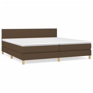 Boxspring met matras stof donkerbruin 200x200 cm