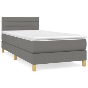 Boxspring met matras stof donkergrijs 90x190 cm