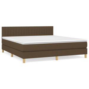 Boxspring met matras stof donkerbruin 180x200 cm