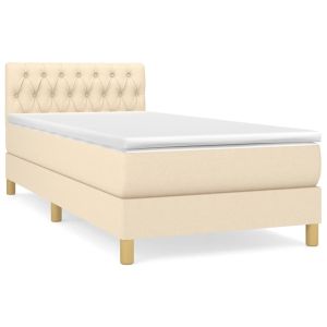 Boxspring met matras stof crèmekleurig 100x200 cm