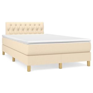 Boxspring met matras stof crèmekleurig 120x200 cm