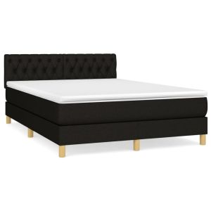 Boxspring met matras stof zwart 140x200 cm