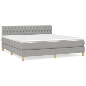 Boxspring met matras stof lichtgrijs 180x200 cm