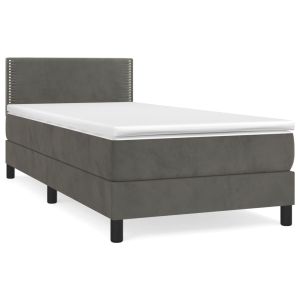 Boxspring met matras fluweel donkergrijs 90x200 cm