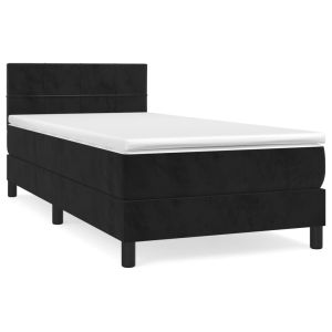 Boxspring met matras fluweel zwart 90x200 cm