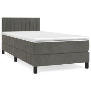 Boxspring met matras fluweel donkergrijs 90x200 cm