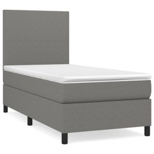 Boxspring met matras stof donkergrijs 80x200 cm