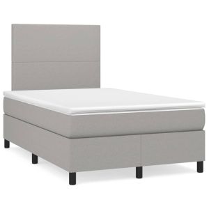 Boxspring met matras stof lichtgrijs 120x200 cm