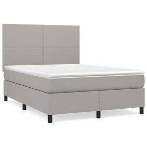 Boxspring met matras stof lichtgrijs 140x200 cm