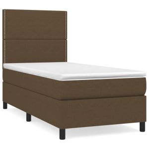 Boxspring met matras stof donkerbruin 100x200 cm