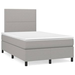 Boxspring met matras stof lichtgrijs 120x200 cm