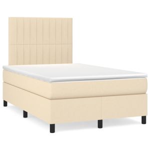 Boxspring met matras stof crèmekleurig 120x200 cm