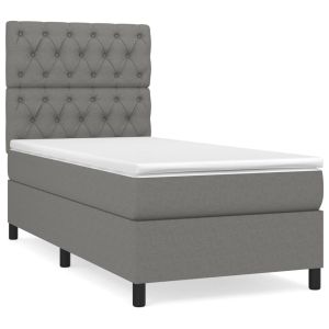 Boxspring met matras stof donkergrijs 80x200 cm