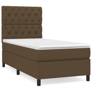 Boxspring met matras stof donkerbruin 80x200 cm