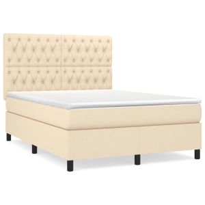 Boxspring met matras stof crèmekleurig 140x200 cm