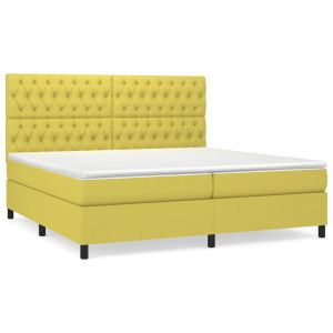 Boxspring met matras stof groen 200x200 cm
