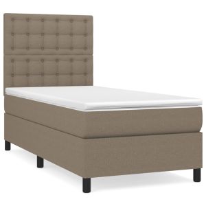 Boxspring met matras stof taupe 90x200 cm