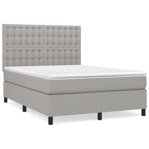 Boxspring met matras stof lichtgrijs 140x200 cm