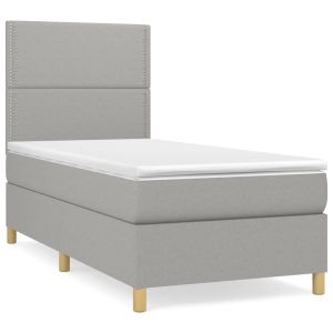 Boxspring met matras stof lichtgrijs 80x200 cm