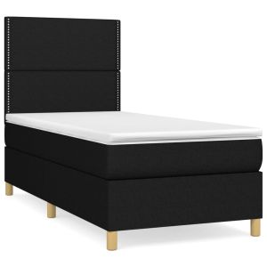 Boxspring met matras stof zwart 100x200 cm