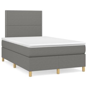 Boxspring met matras stof donkergrijs 120x200 cm