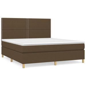 Boxspring met matras stof donkerbruin 160x200 cm