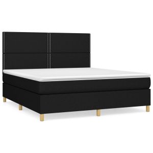 Boxspring met matras stof zwart 180x200 cm