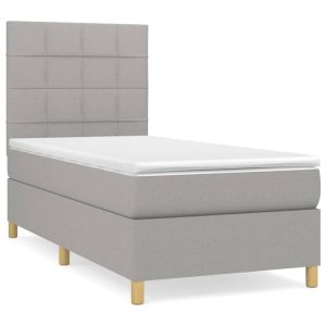 Boxspring met matras stof lichtgrijs 100x200 cm